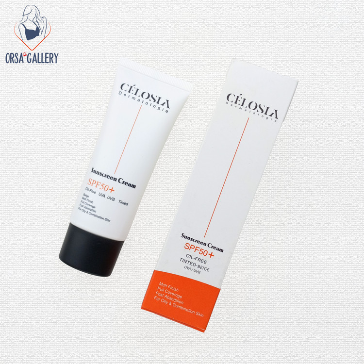 کرم ضد آفتاب رنگی فاقد چربی بژ طبیعی با کاور بالا سلوسیا / Celosia