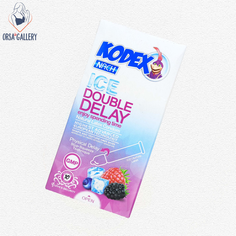 کاندوم تاخیری و خنک کننده مدل Ice Double Delay بسته 10 عددی کدکس / Kodex