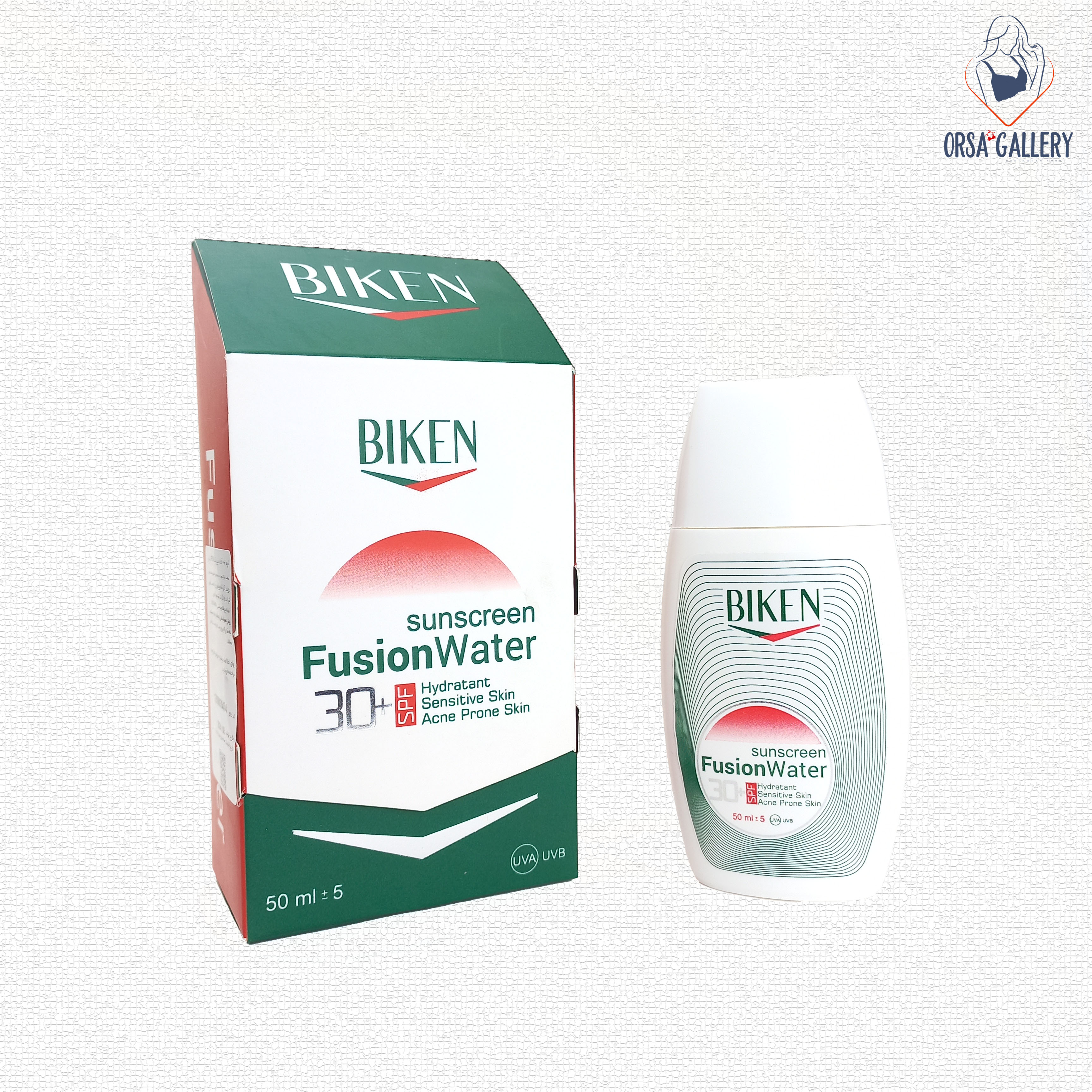 کرم ضدآفتاب بی رنگ فیوژن واتر +SPF30 بیکن / Biken