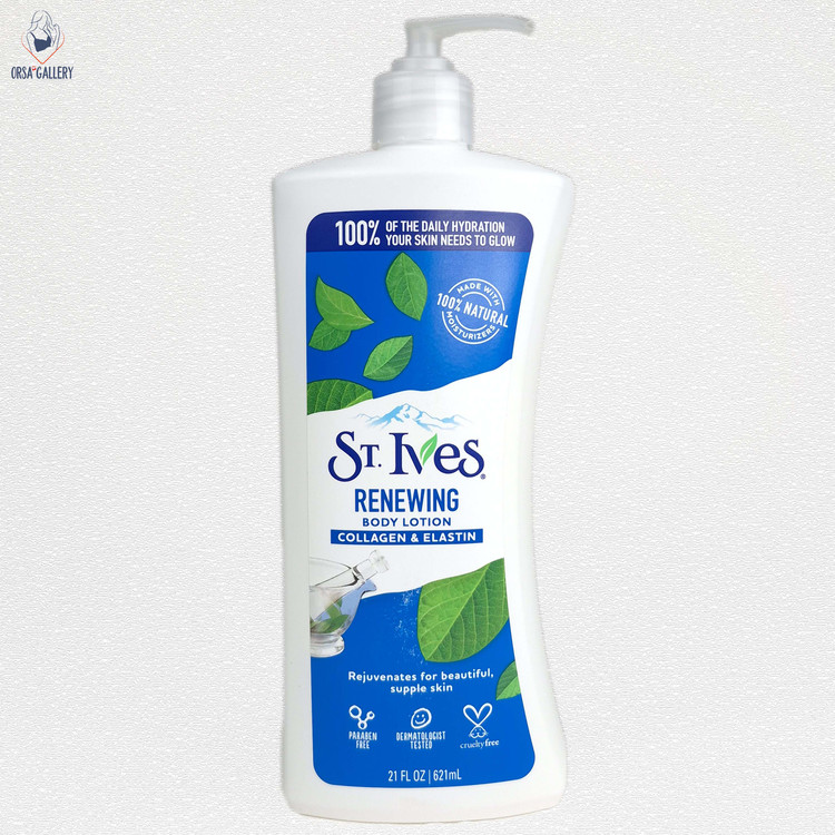لوسیون بدن مرطوب کننده و بازسازی کننده مدل نعنا (الاستین و کلاژن) سینت ایوز / ST. IVES