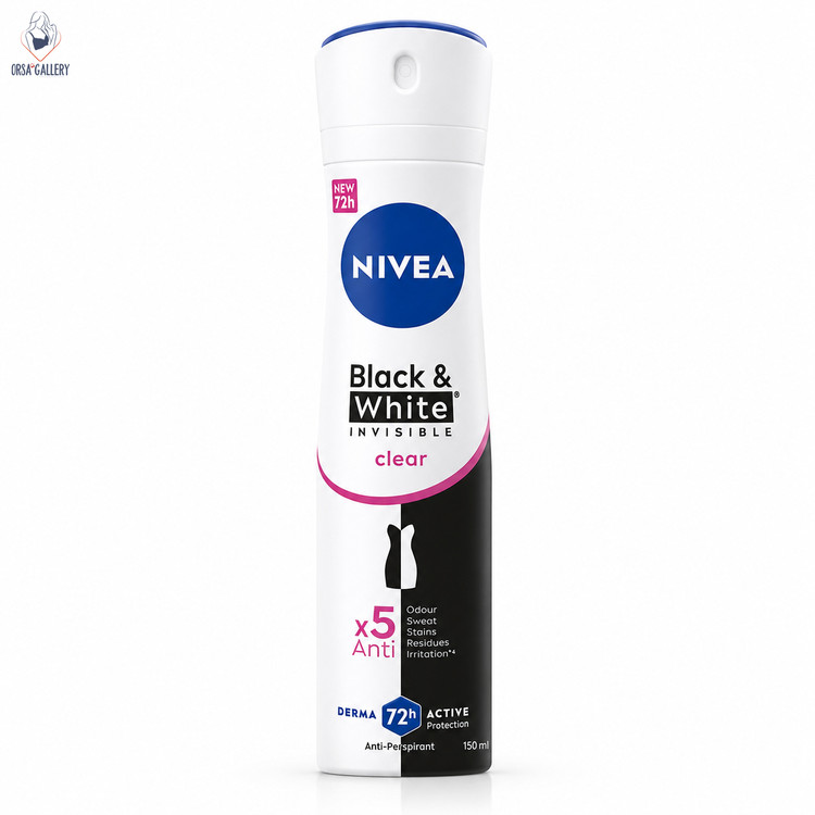 اسپری ضد تعریق زنانه نیوآ Black & White Invisible Clear حجم 150 میل
